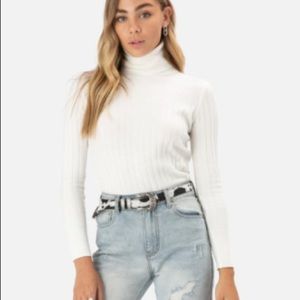 Adika white stretchy ribbed turtleneck sweater